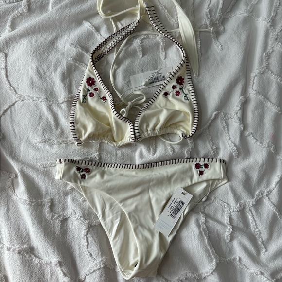 Frankie’s Bikinis - Dianna Embroidered Halter Bikini Top in Sea Fairy - S - Picture 7 of 7